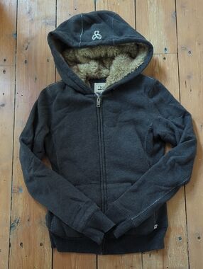 256-TNA Women Charcoal Hoodie with Faux-Fur Lining